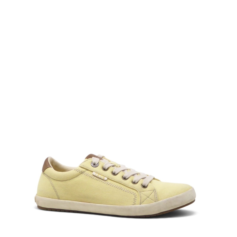 Taos Womens Star Burst STB Sneakers Shoes Yellow Canvas Lace Up Size 8